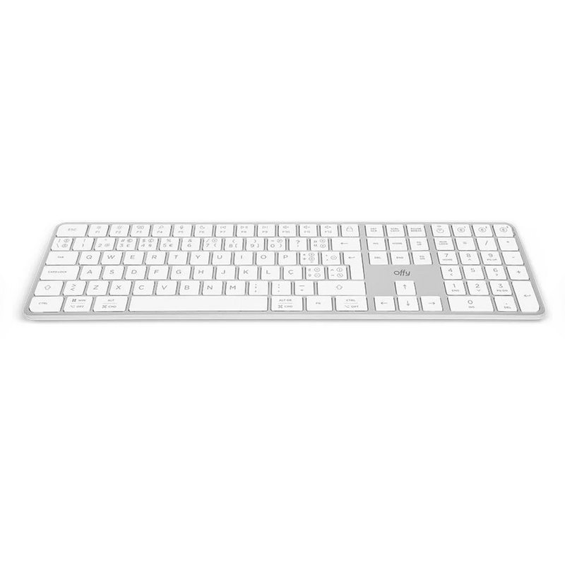 Teclado Offy Pixie Wireless RF 2.4GHz + Bluetooth 5.1 Multi-Device PT Branco